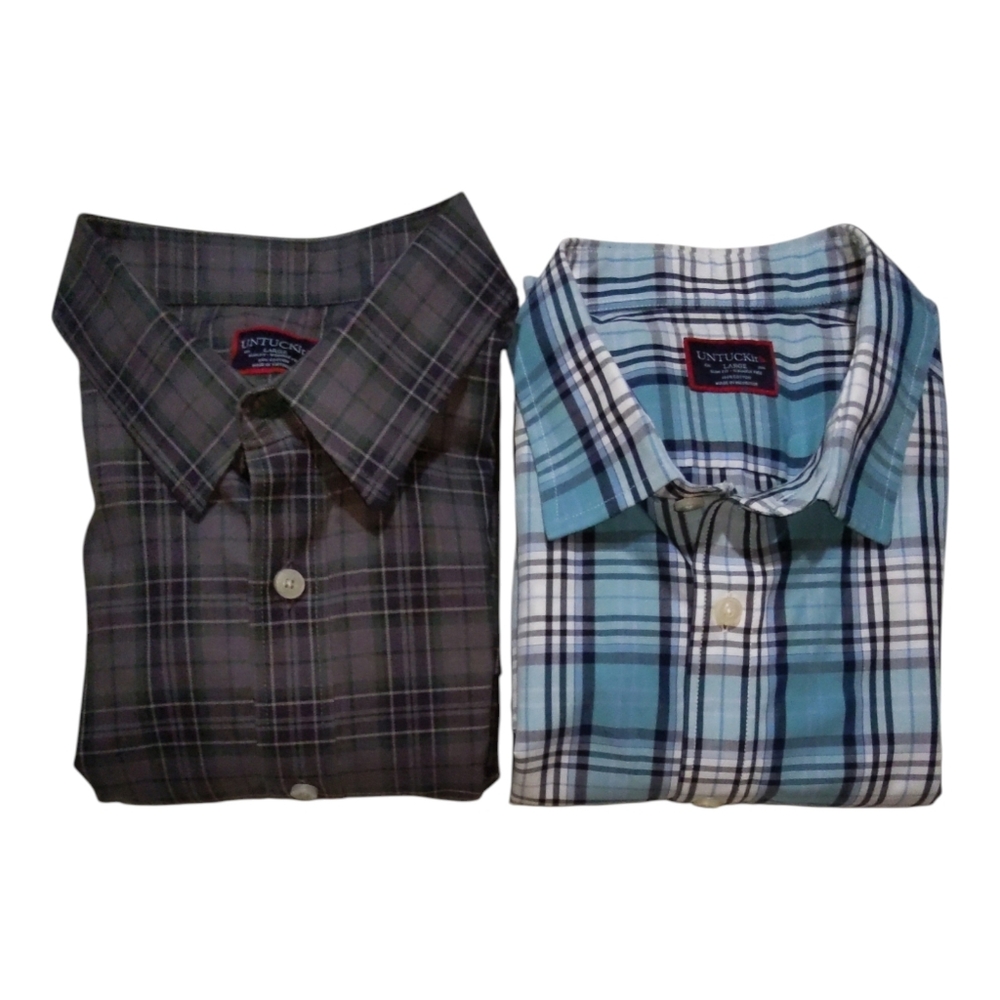 Lot Of 2 Untuckit Shirt Mens L Slim Long Sleeve Button Up EUC